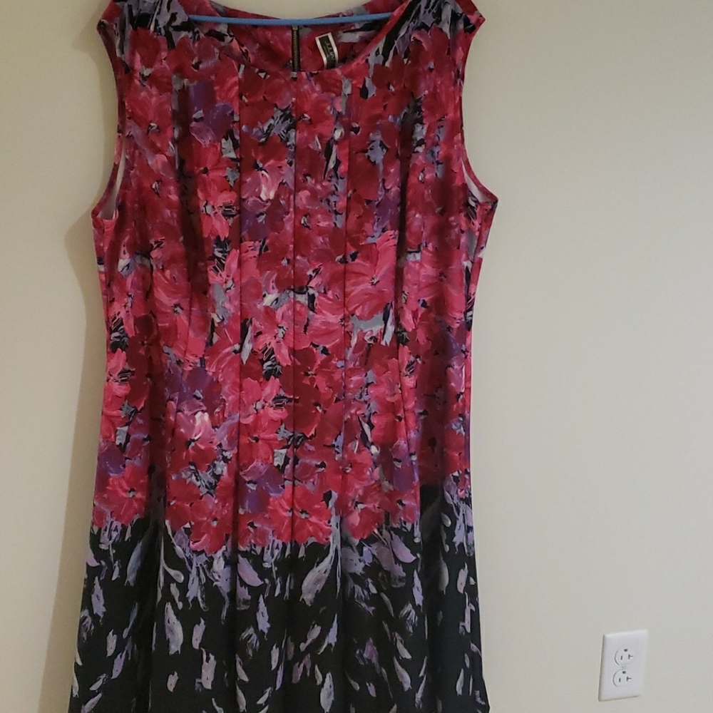 Pink and black fit and flare plus size dress